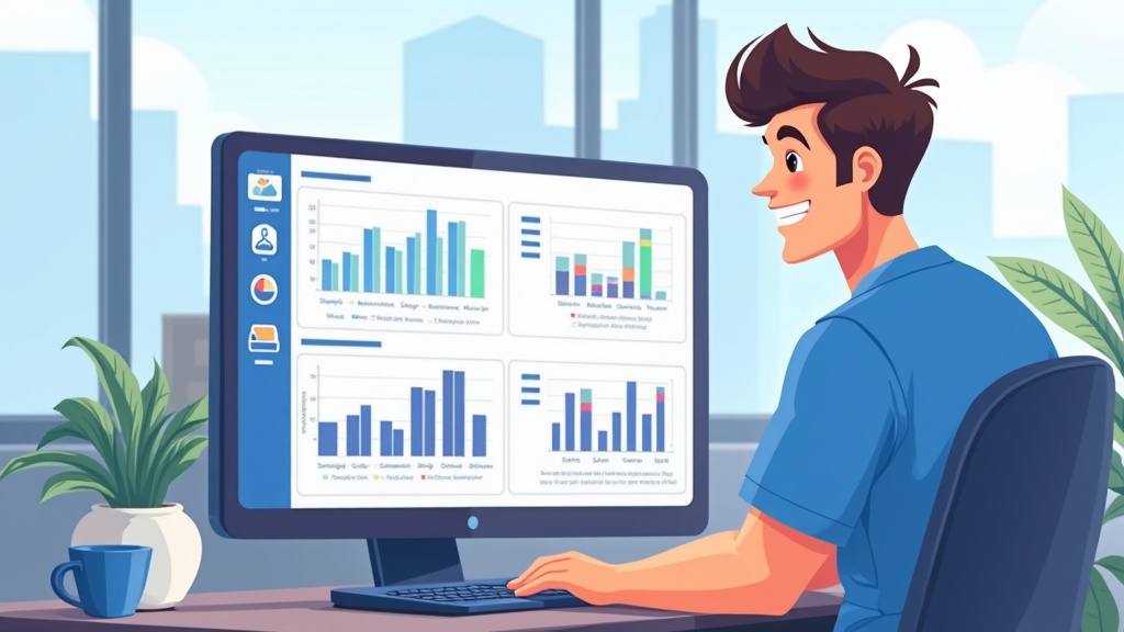 Developer viewing interactive dashboard with charts and graphs