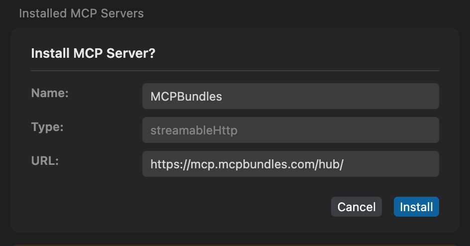 MCP server install confirmation in Cursor